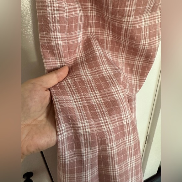 Lulus Pink Gingham A-Line Mini Pink Dress Back Tie Size S - Picture 2 of 4